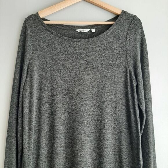 REITMANS Tunic Dress Side Slits Fine Knit Sweater Knee Length Grey Sz M - Picture 2 of 11